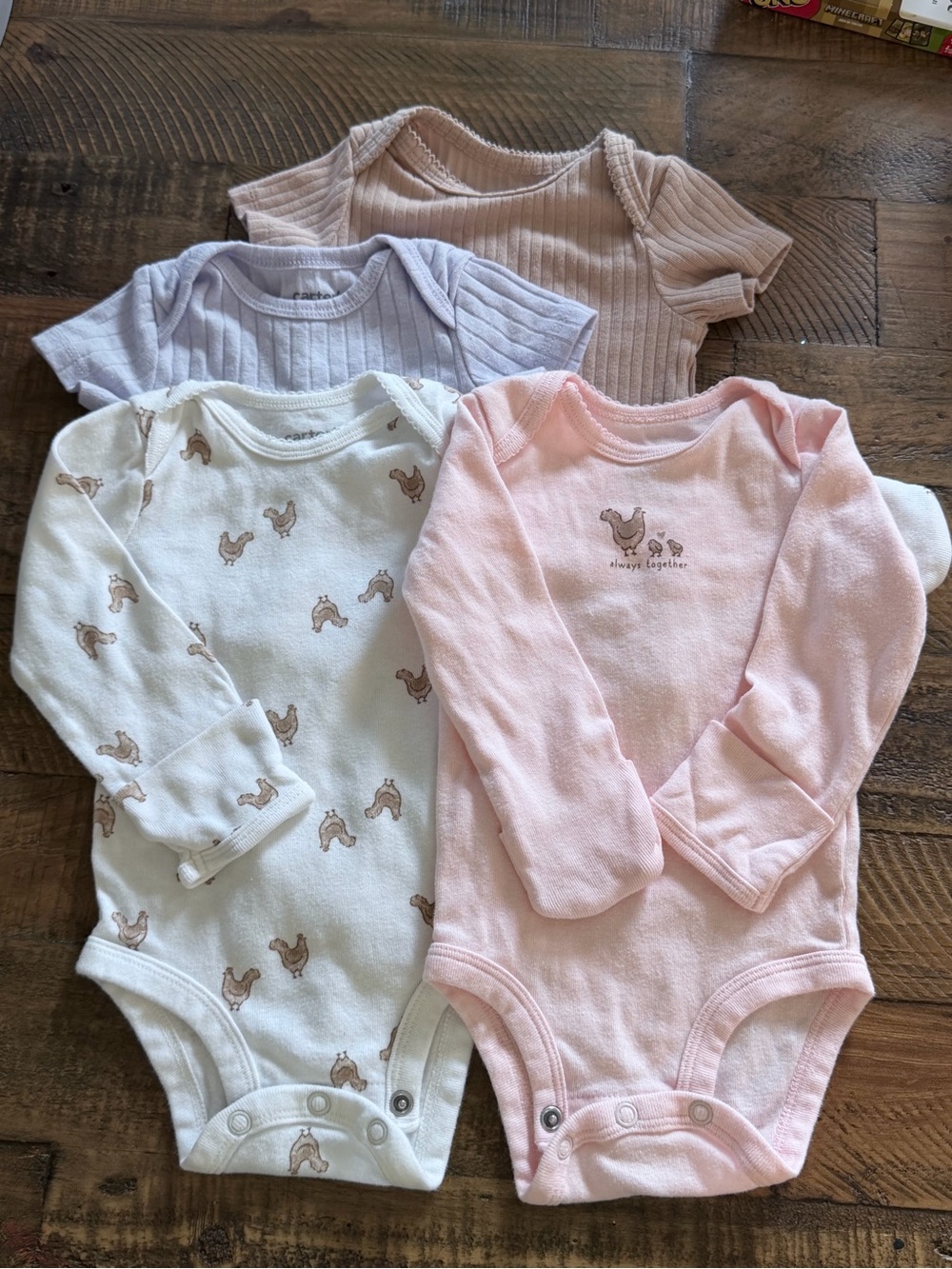 Baby Girls Long-Sleeve Onesie Set - Pink, Cream, Lavender, Taupe